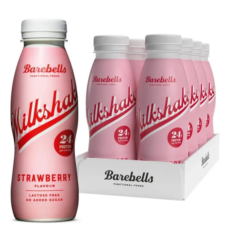 Barebells Milkshake Strawberry 0,33 l - Batido Proteínas - Pack 8 unidades